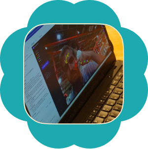 A laptop running a real-time motion-tracking project